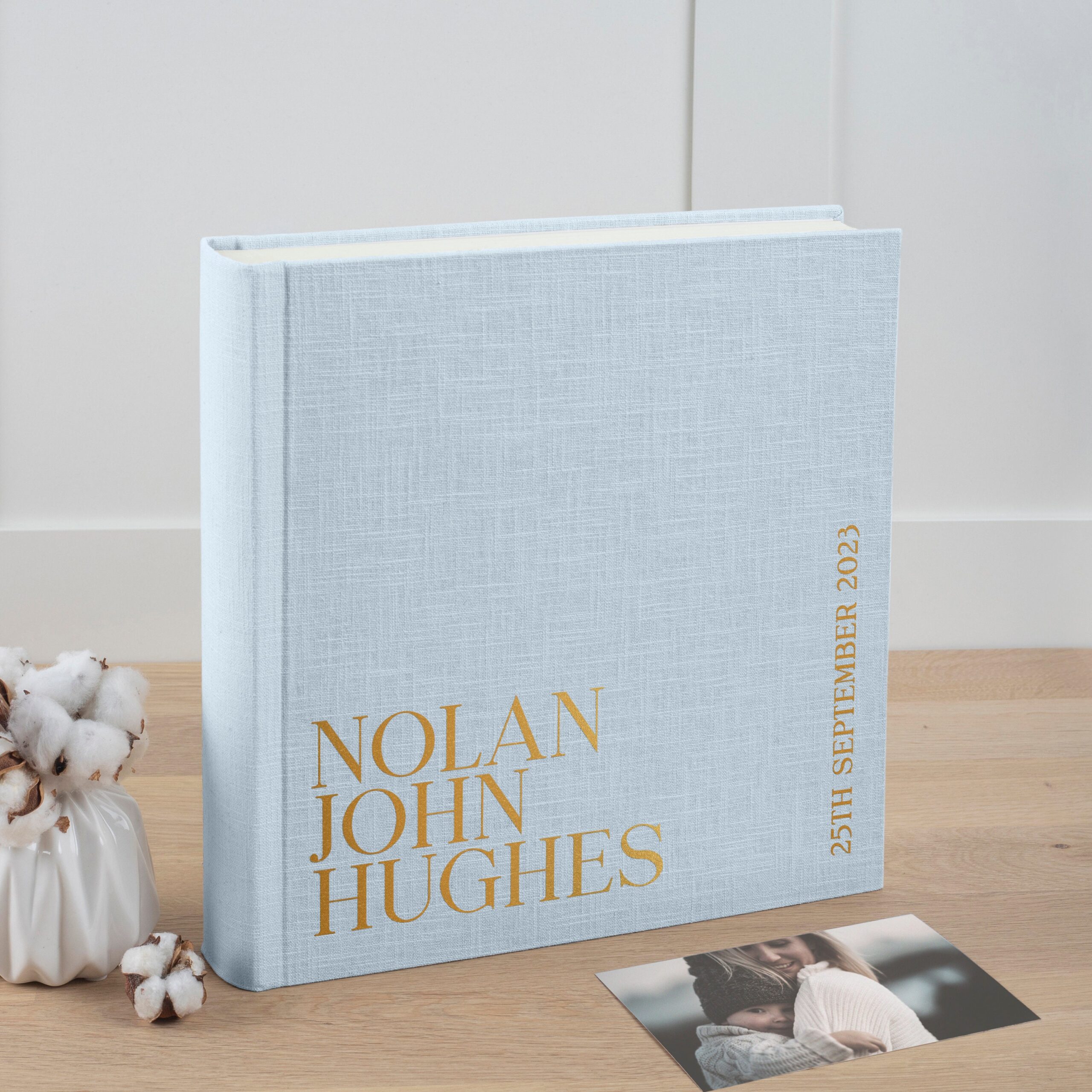 Baby Photo Album | Traditional Book Bound Baby Boy Memory Book - Image 2