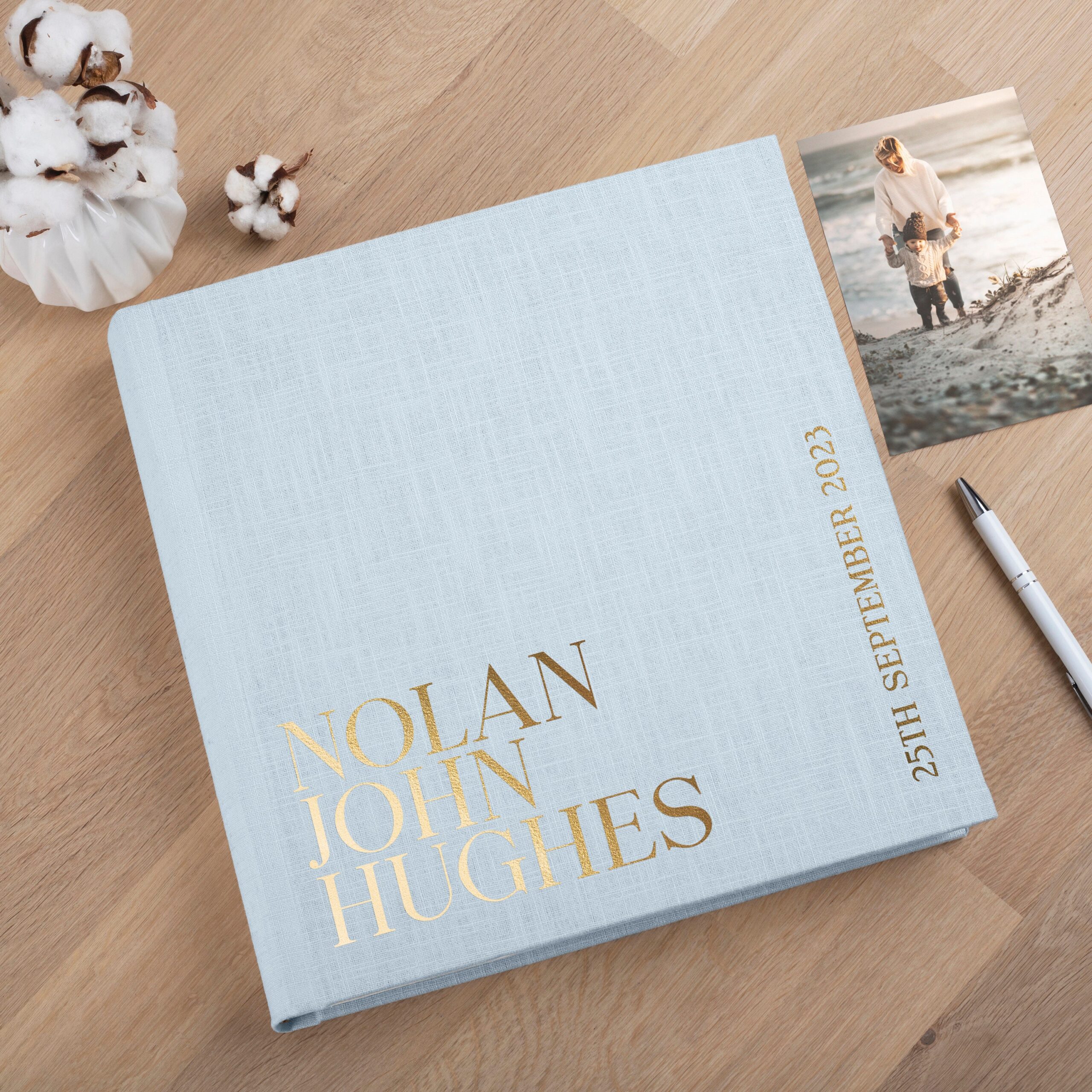 Baby Photo Album | Traditional Book Bound Baby Boy Memory Book