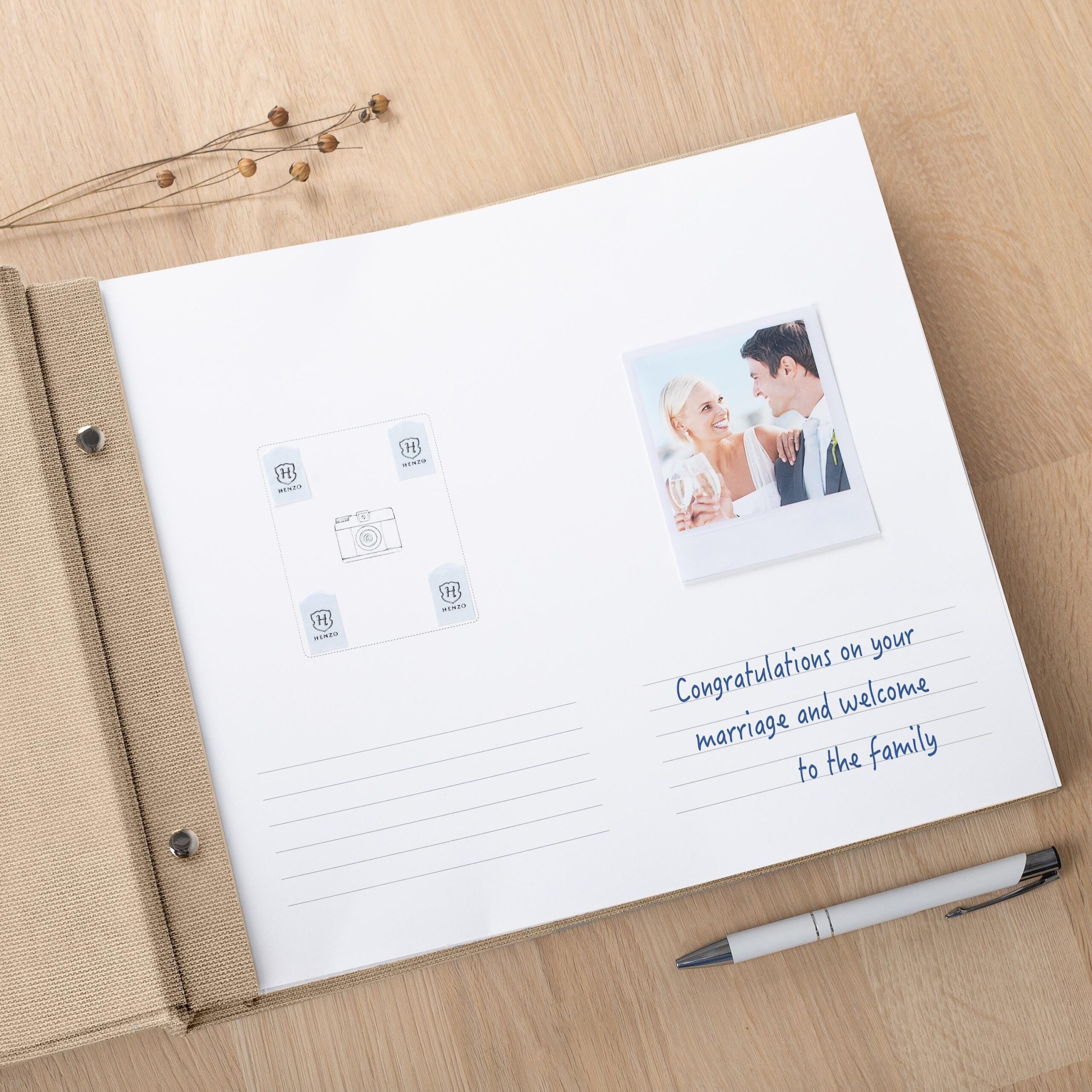 Linen Wedding Guest Book  | Blank or Printed Pages #2 - Image 2